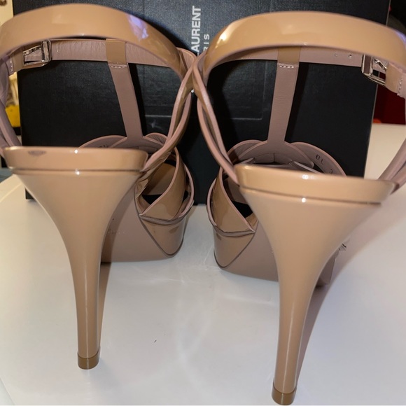 YSL TRIBUTE PATENT LEATHER PLATFORM HEELS 37.5 - Picture 6 of 10